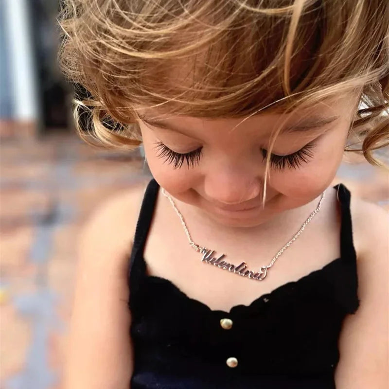 Vnox Custom Name Necklaces for Girls Boys, Stainless Steel Personalized Baby Nameplate Chokers Collar Gift Jewelry