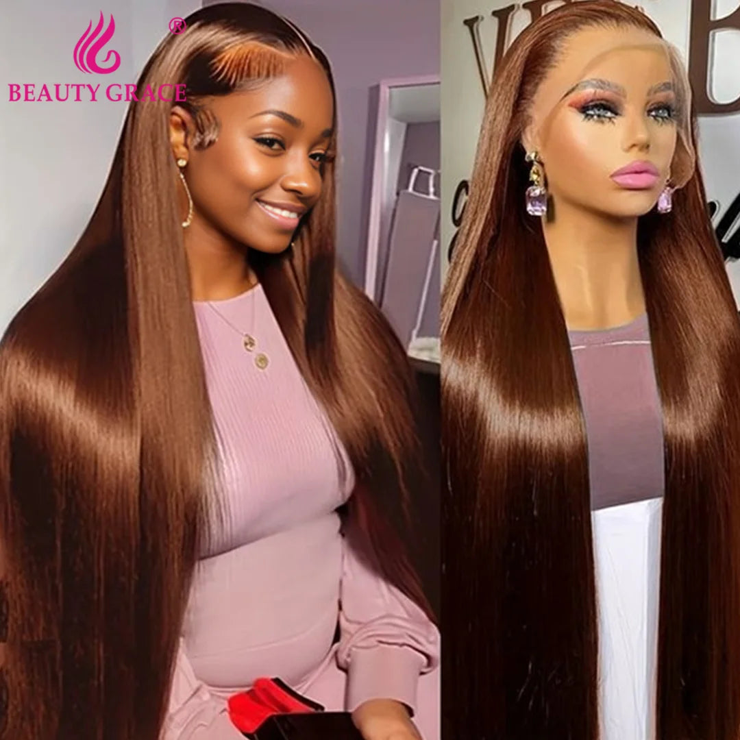 Chocolate Brown Lace Front Wig - 100% Human Hair