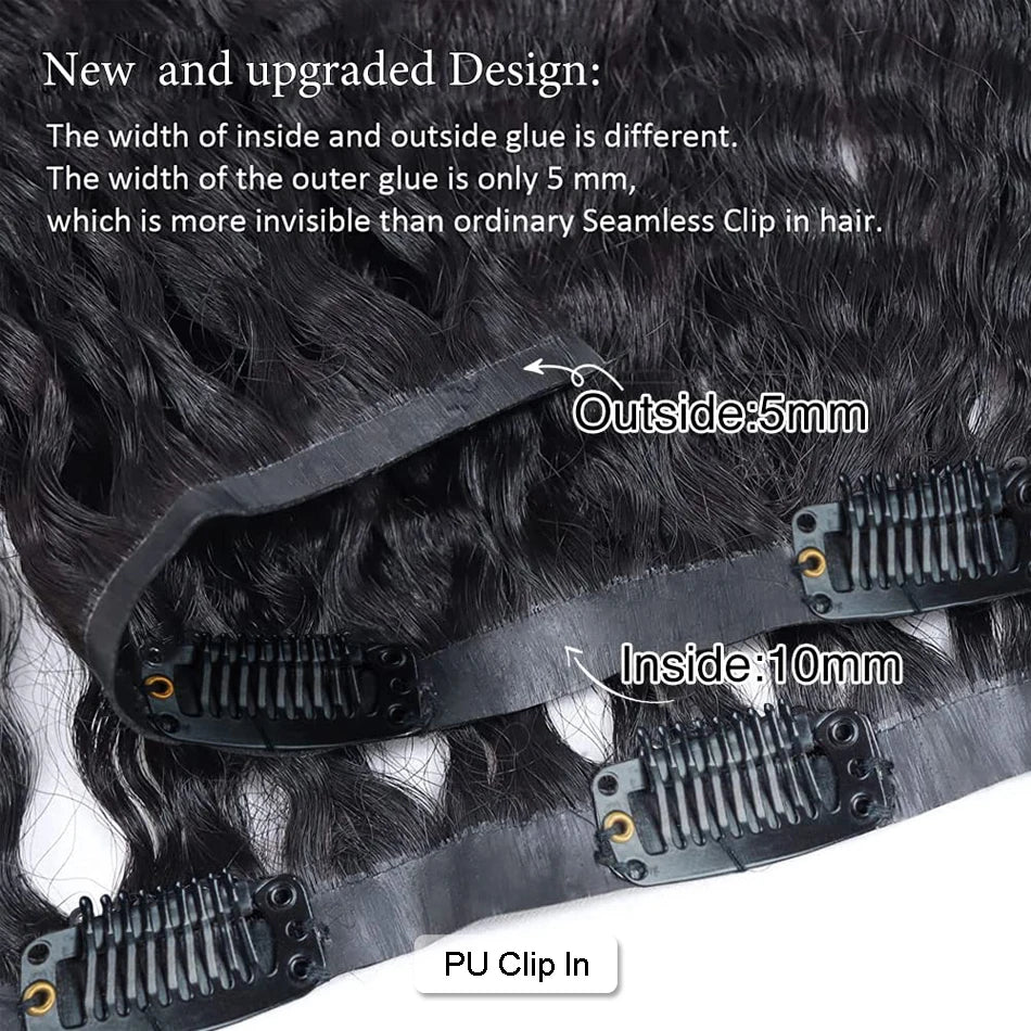 Kinky Curly Clip In Hair Extensions Human Hair Burmese Seamless PU Clip Ins Human Hair Kinky Curly For Black Women
