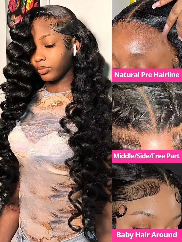 WIGIRL HD 200% 30 Inches Loose Deep Wave Curly 13x6 Wigs Human Hair Lace Frontal 13x4 Water Wave Transparent Lace Front Wig