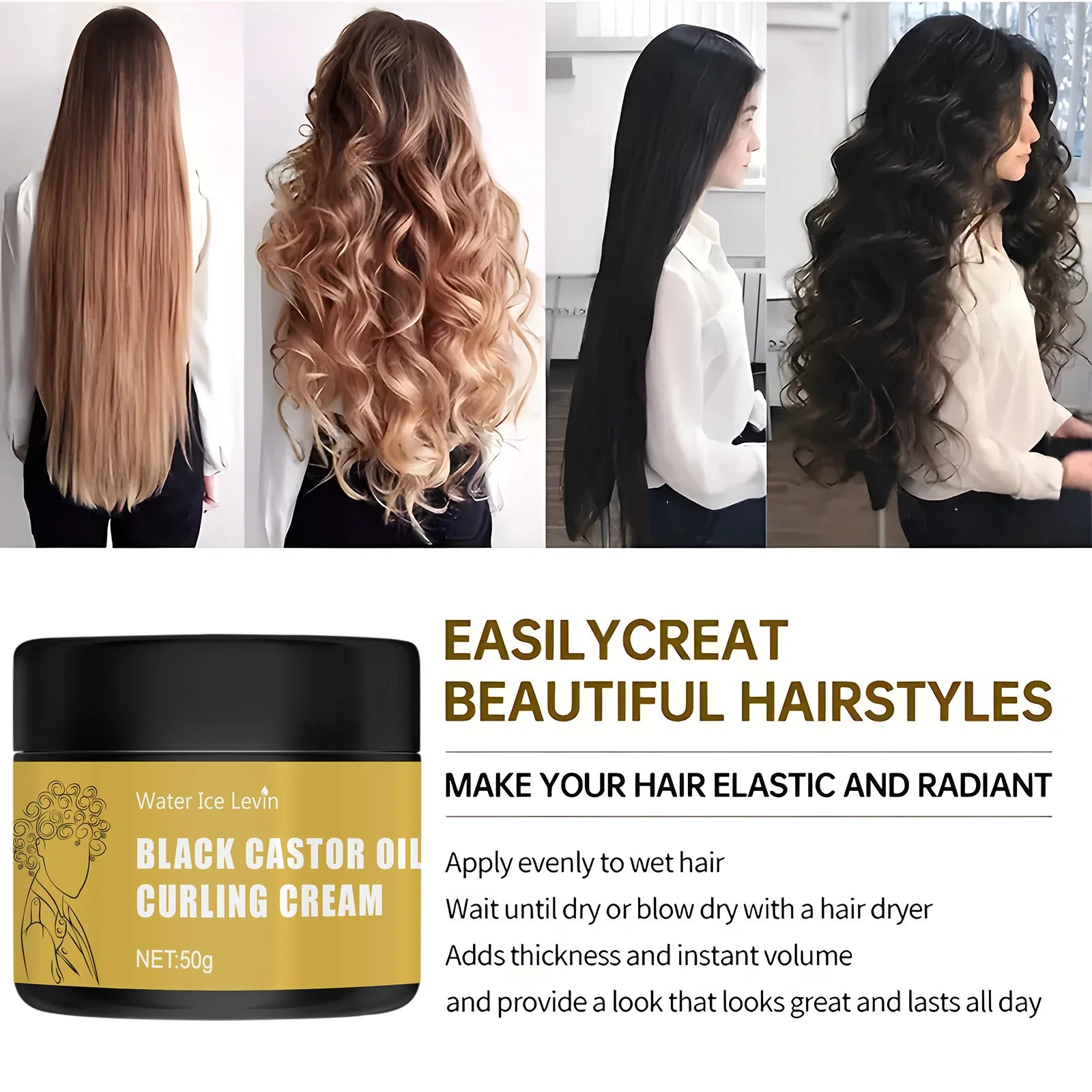 Black Castor Oil Hair Conditioner – Moisturizing Curl Definer & Repair Treatment for Dry Hair