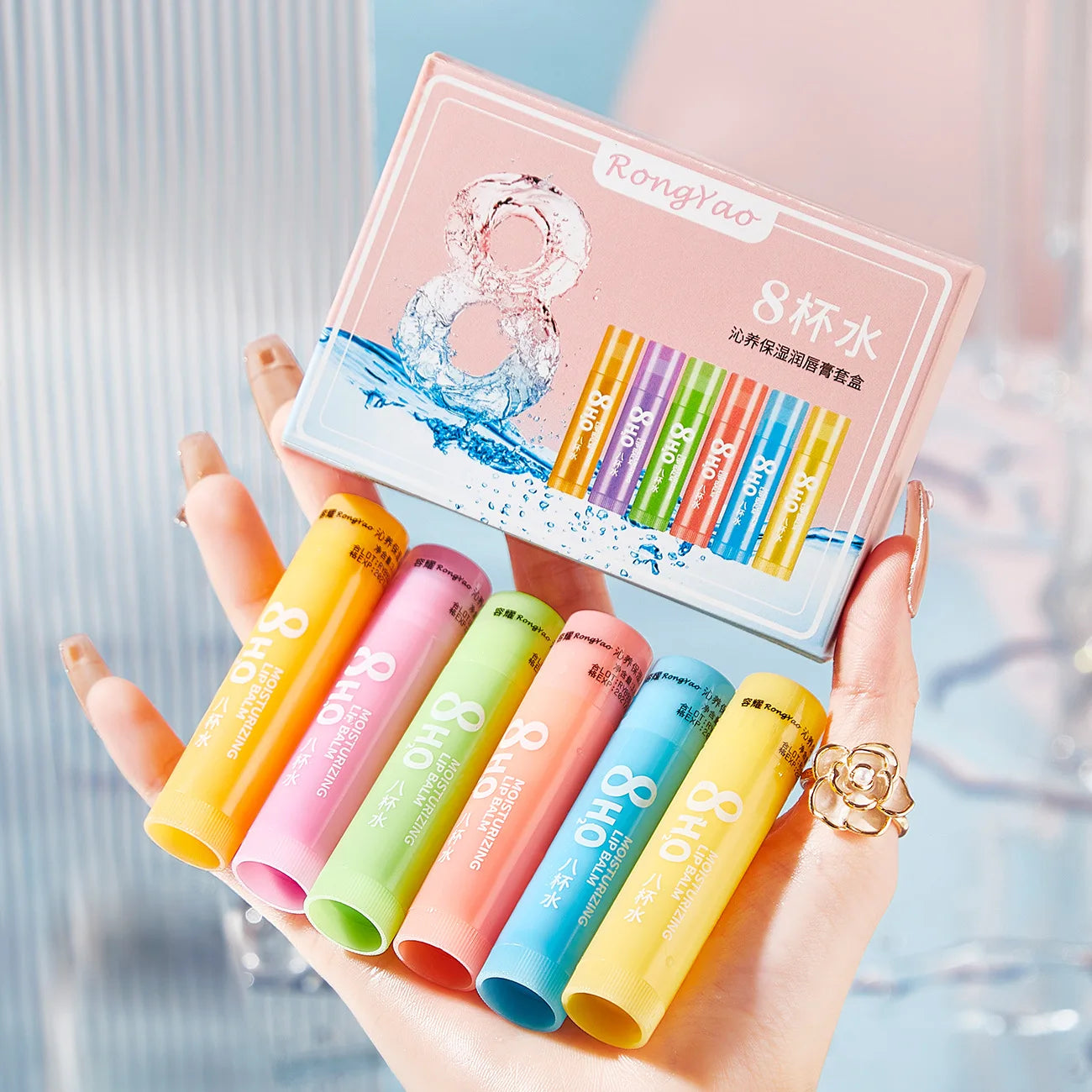 6pcs/Set Fruits Lipstick Sets Moisturizing Lip Balm Kit Orange Grape Aloe Strawberry Brightening Hydrating Lips Skin Care