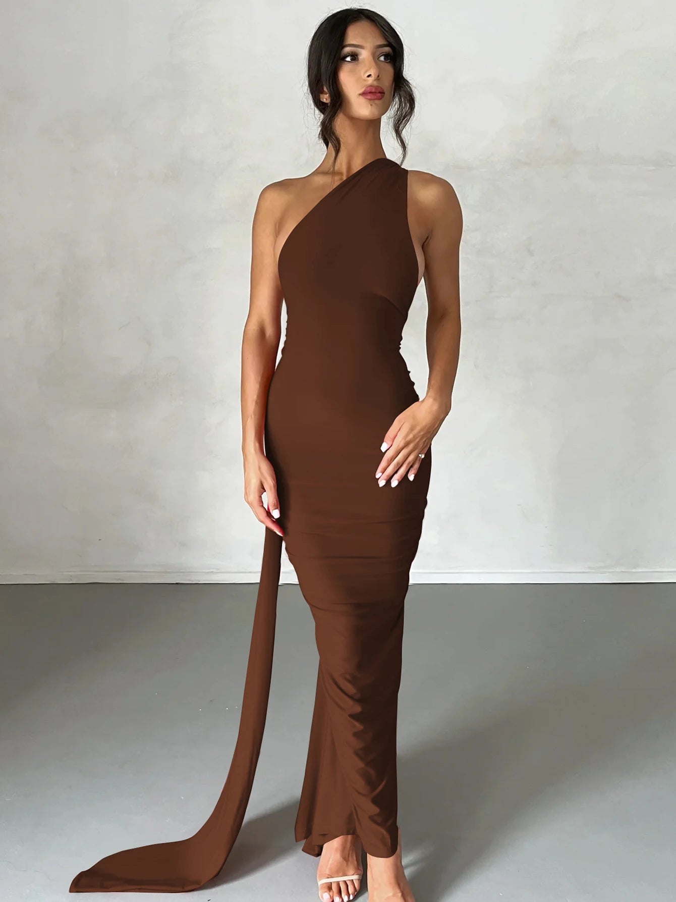 Dulzura Neon Y2K Clothes One Shoulder Sleeveless Backless Ruched Bodycon Maxi Dresses For Women Club Birthday Party Evening Prom