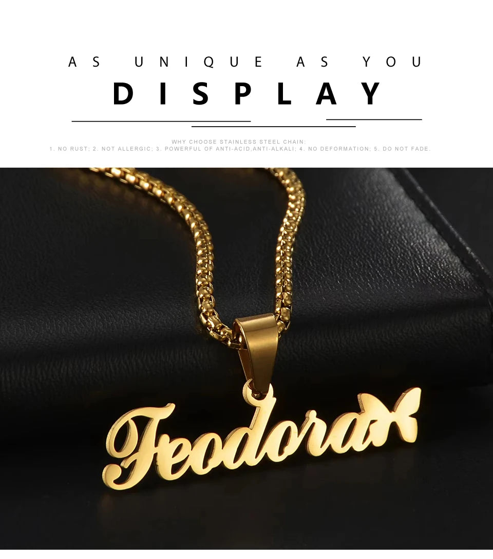 Lemegeton Custom Name Necklace Men Stainless Steel Jewelry Personalized Crown Pendant Customized Punk Thick Chain Party Gifts