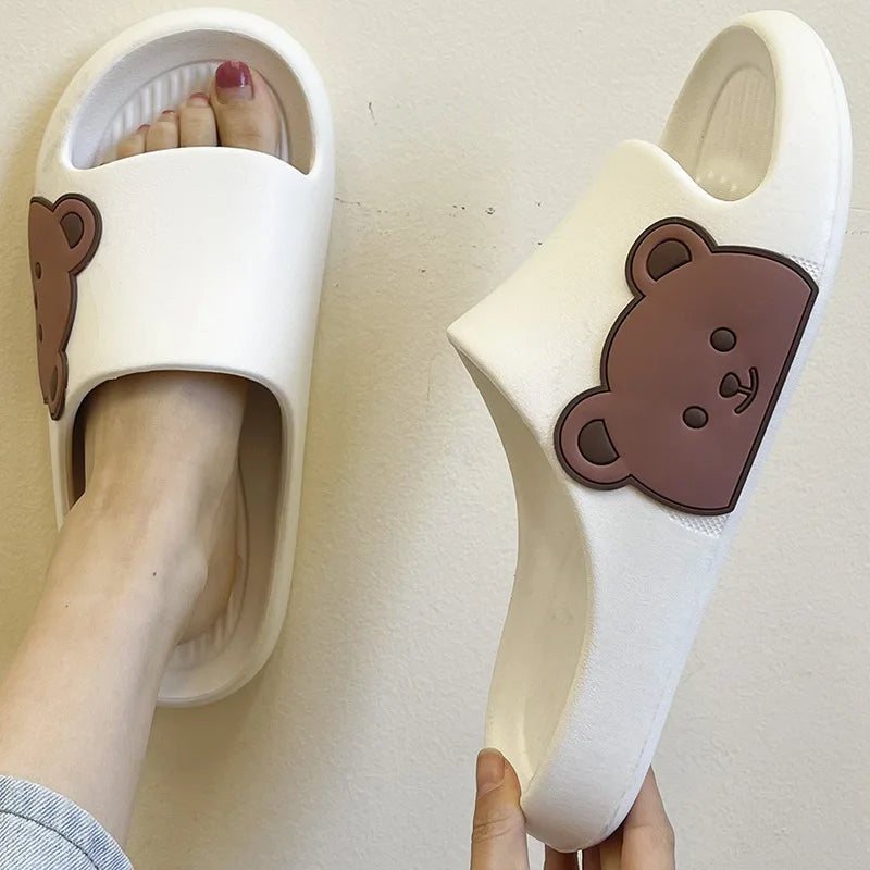 Teddy Bear Cartoon Slippers – Kawaii EVA Summer Slides for Women & Men