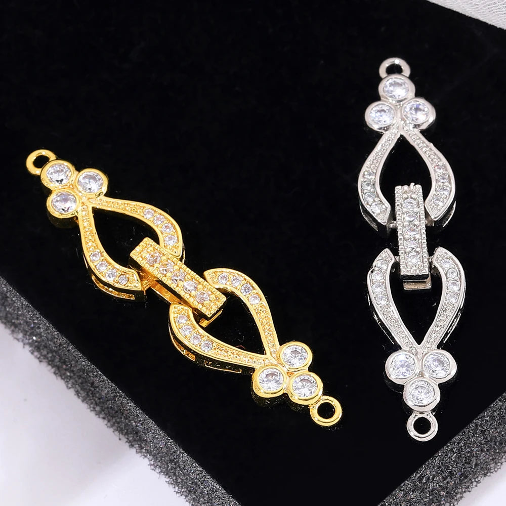 Juya 18K Gold Silver Plated Decoration Accessories Fastener Closure Pearls Clasps Lock For DIY Needlework Beads Jewelry Making