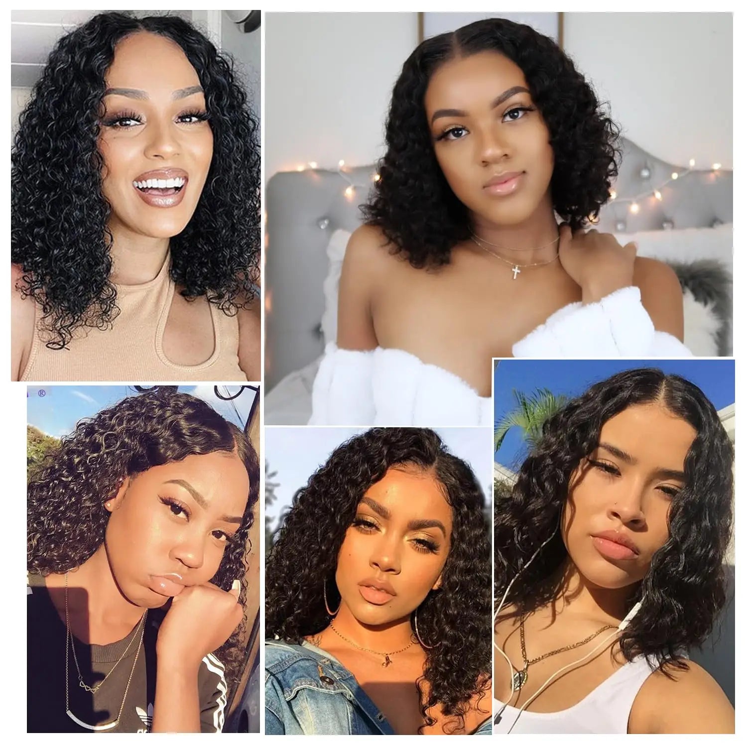 Wear and Go Bob Wig Human Hair Water Wave Glueless Wigs Pre Plucked Pre Cut 2x4 Lace  150%-200%-250% Density for Women Friendly