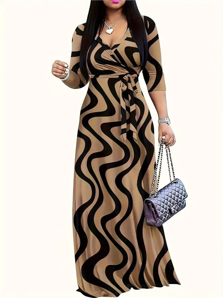 Dress For Women Casual Sexy Deep V Neck Lace-Up Loose Dresses Robe Femme Summer Holiday Womens Clothing