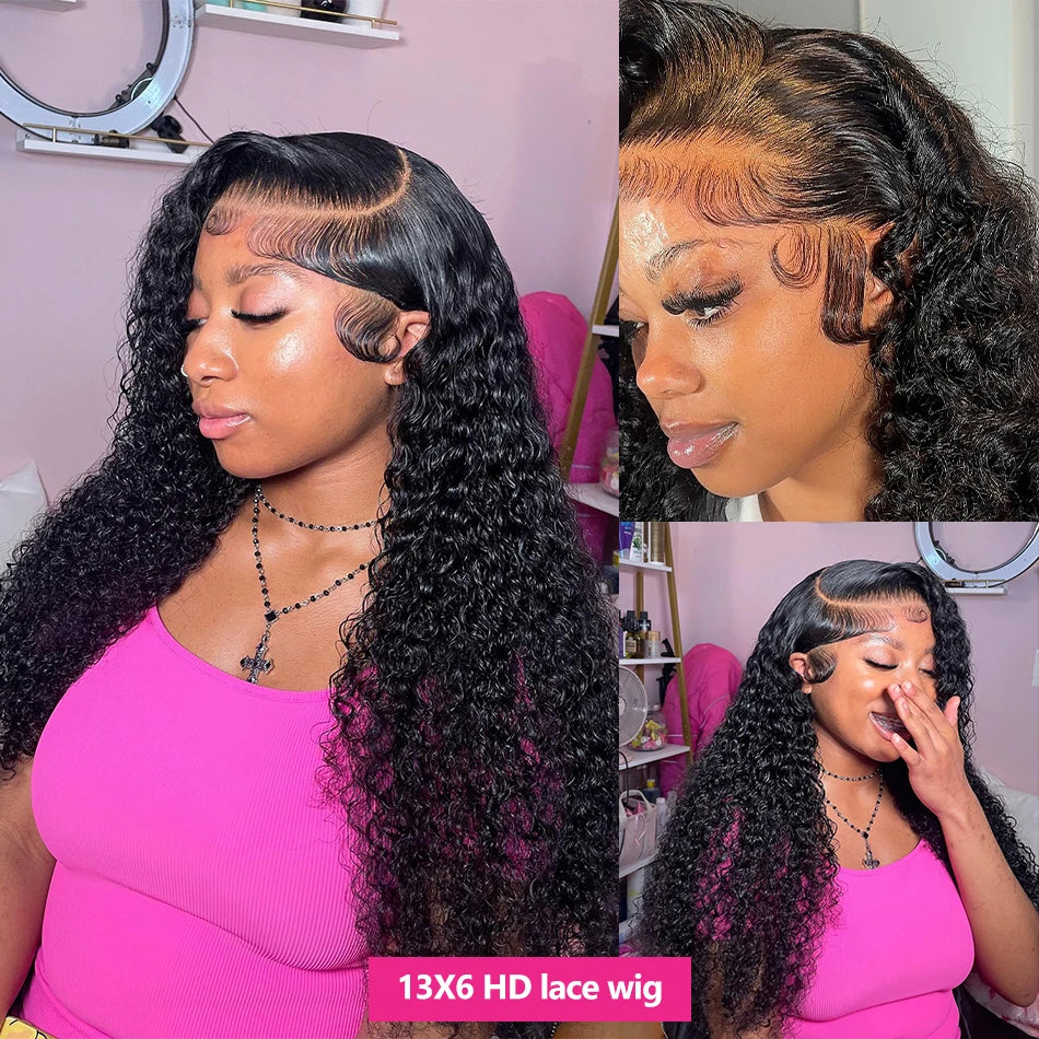 Transparent Water Wave 13x6 Lace Front 360 Lace Curly Wigs For Women Human Hair PrePlucked 13x4 Deep Wave Lace Frontal Wig