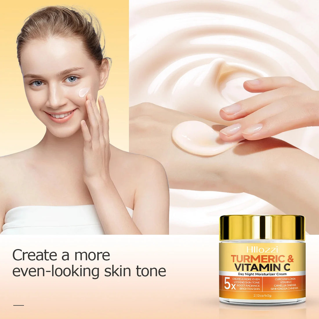 Collagen Turmeric Vitamin C Cream – Brightening & Moisturizing Face Cream (60g)
