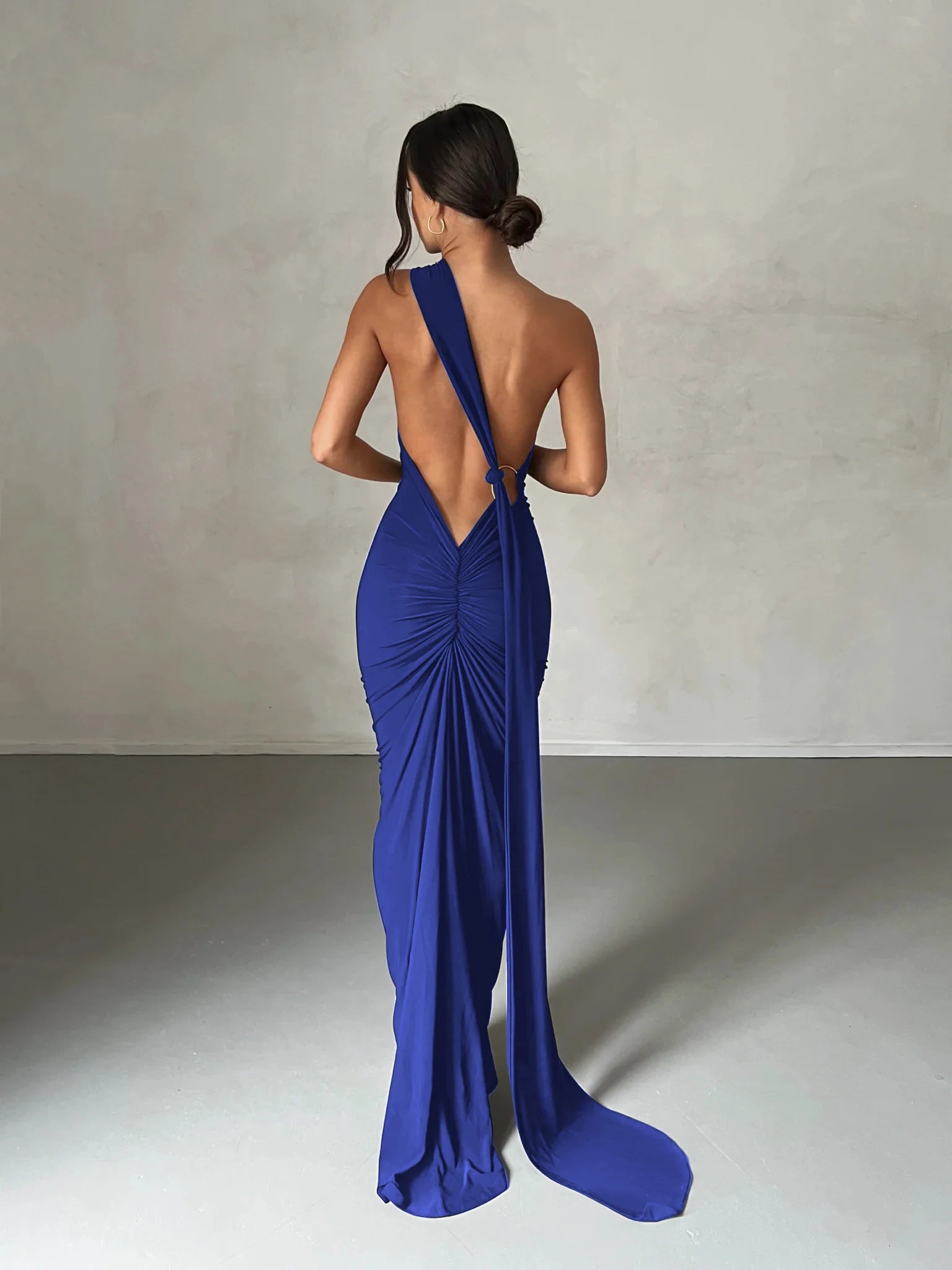 Dulzura Neon Y2K Clothes One Shoulder Sleeveless Backless Ruched Bodycon Maxi Dresses For Women Club Birthday Party Evening Prom