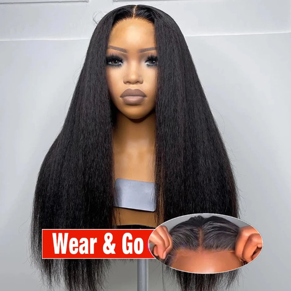 30inch Best Kinky Straight Lace Front Wig HumanHair 13x6 Transparent Lace Frontal Yaki Straight Brazilian Glueless Wig For Women
