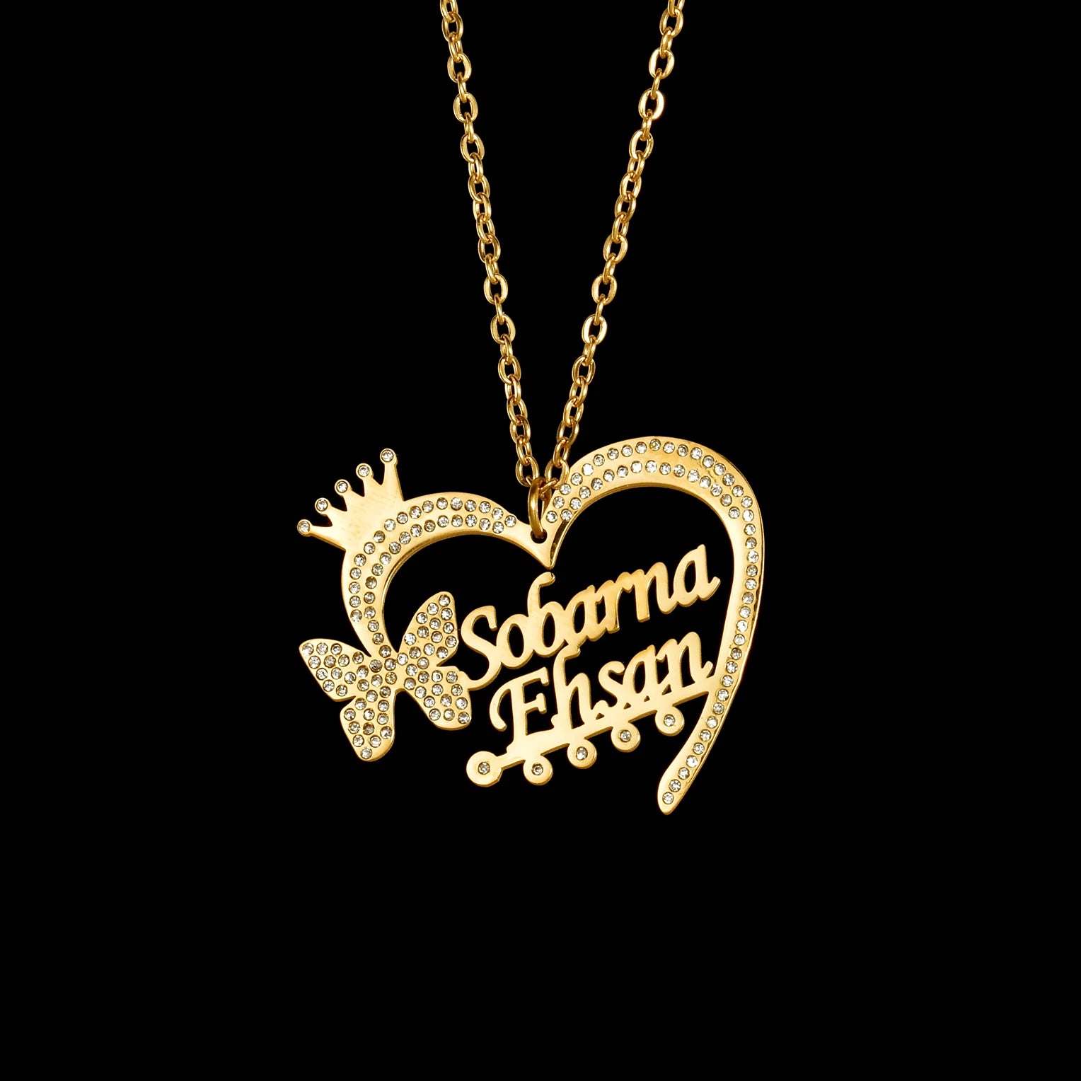 Atoztide Personalised Zircon Crown Star Custom Name Necklace Stainless Steel for Women Thick Cuban Chain Pendant Jewelry Gift