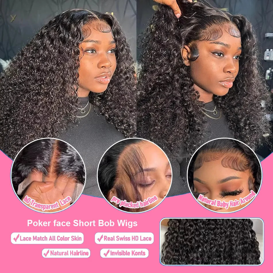 Bob Wig Human Hair Curly Wigs Short Deep Wave 13x6 Hd Lace Frontal Wig Brazilian 5x5 Closure Bob Wig For Women