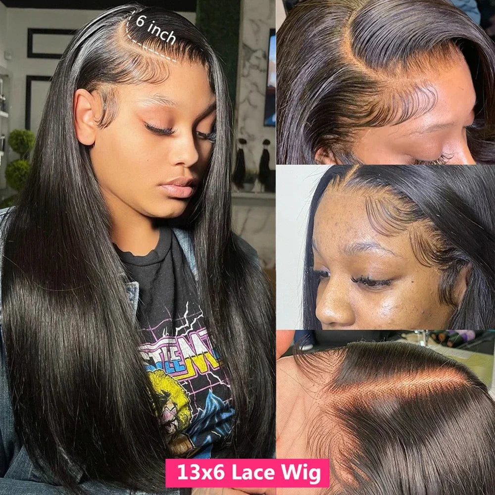 Bone Straight Human Hair Wigs For Women 180% Density 4X4 HD Transparent Lace Closure Wig Pre Plucked 13x4 13x6 Lace Front Wig