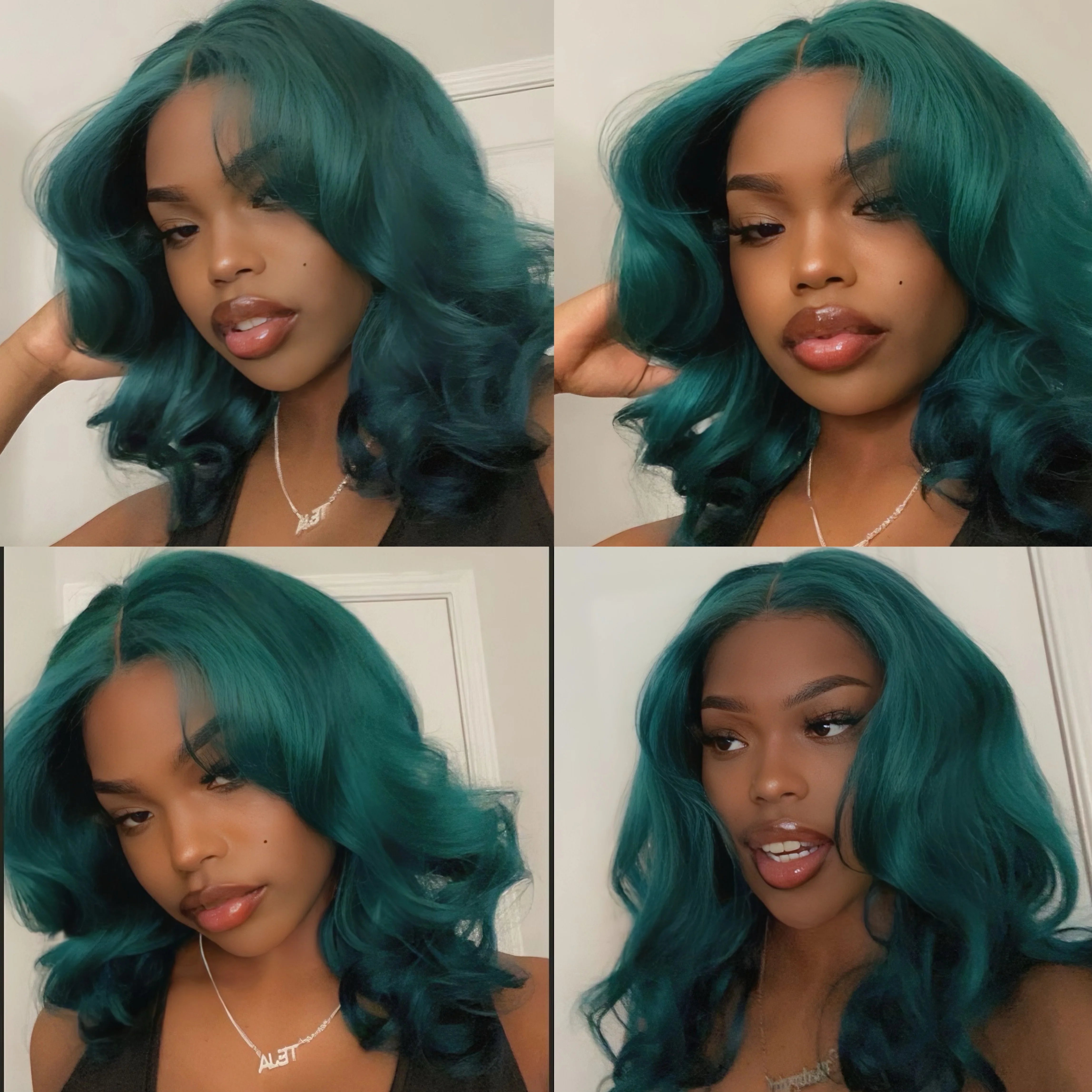 Transparent 13x4 Lace Frontal Body Wave Human Hair Wigs Colored Cyan Green 13x6 Lace Front Wig Brazilian Pre Plucked for Women