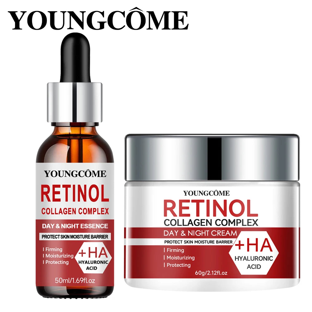 Retinol Cream & Serum Set – Anti-Aging Collagen Moisturizer with Vitamin E