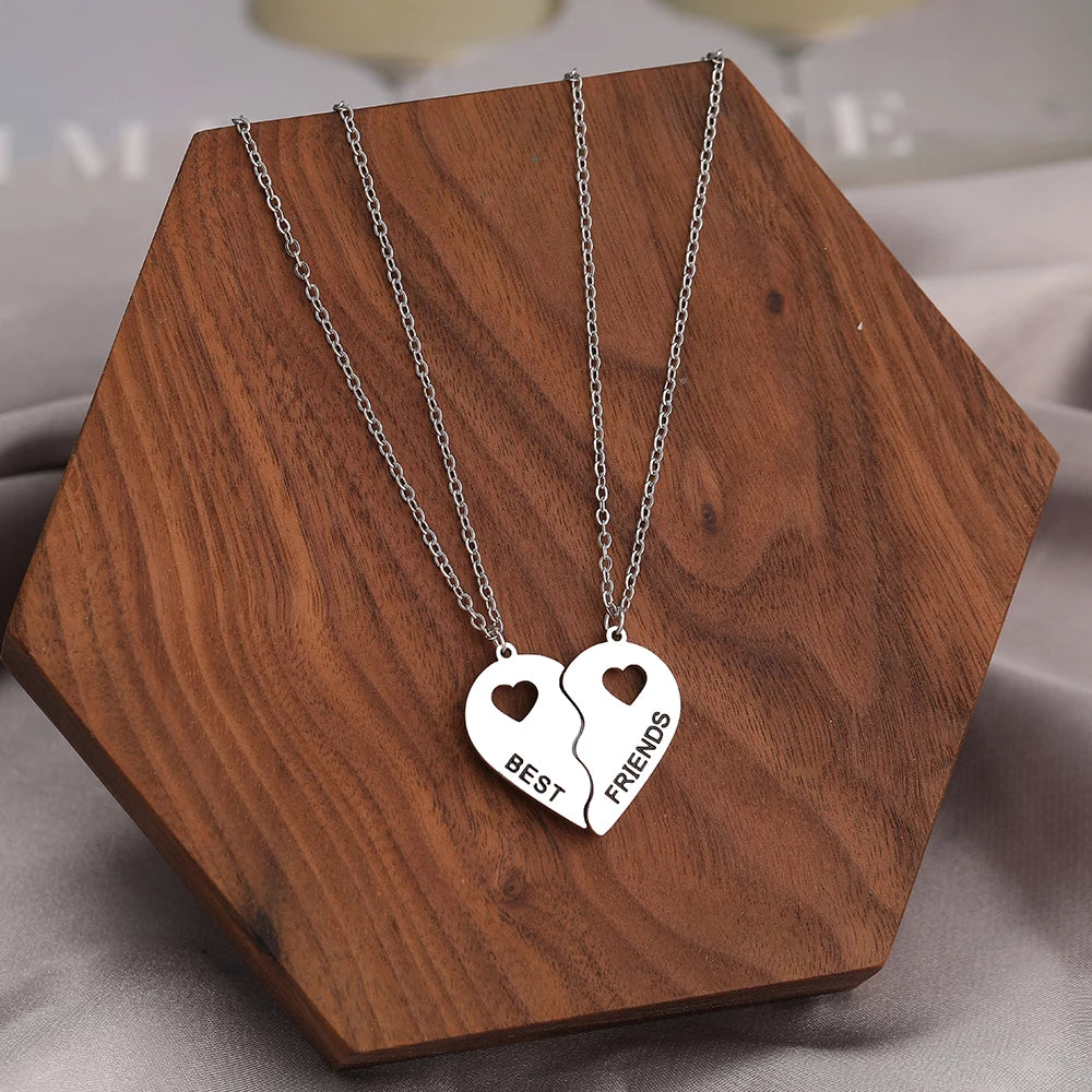 Stainless Steel Necklaces Romantic Heart Best Friends Good Friend Friendship Pendants 2 Pcs/ Set Necklace For Women Jewelry