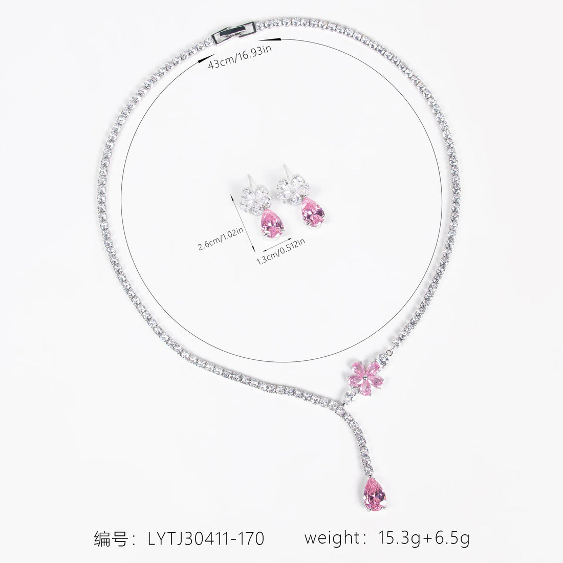 Luxury Bridal Jewerly Set Wedding Prom Party Necklace Earring Set For Women Zirconia Pendant Necklace Drop Earring Jewellery Set