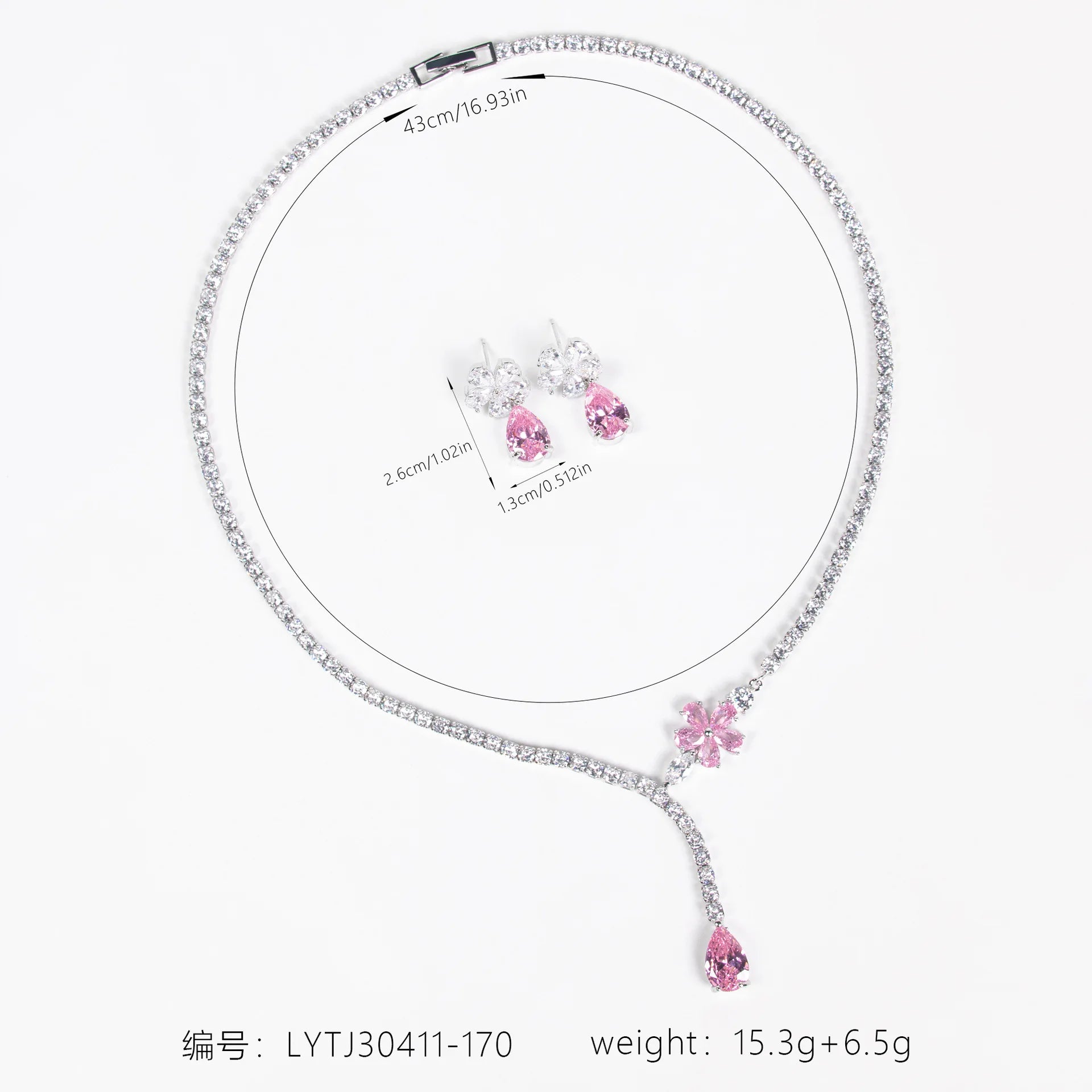 Luxury Bridal Jewerly Set Wedding Prom Party Necklace Earring Set For Women Zirconia Pendant Necklace Drop Earring Jewellery Set
