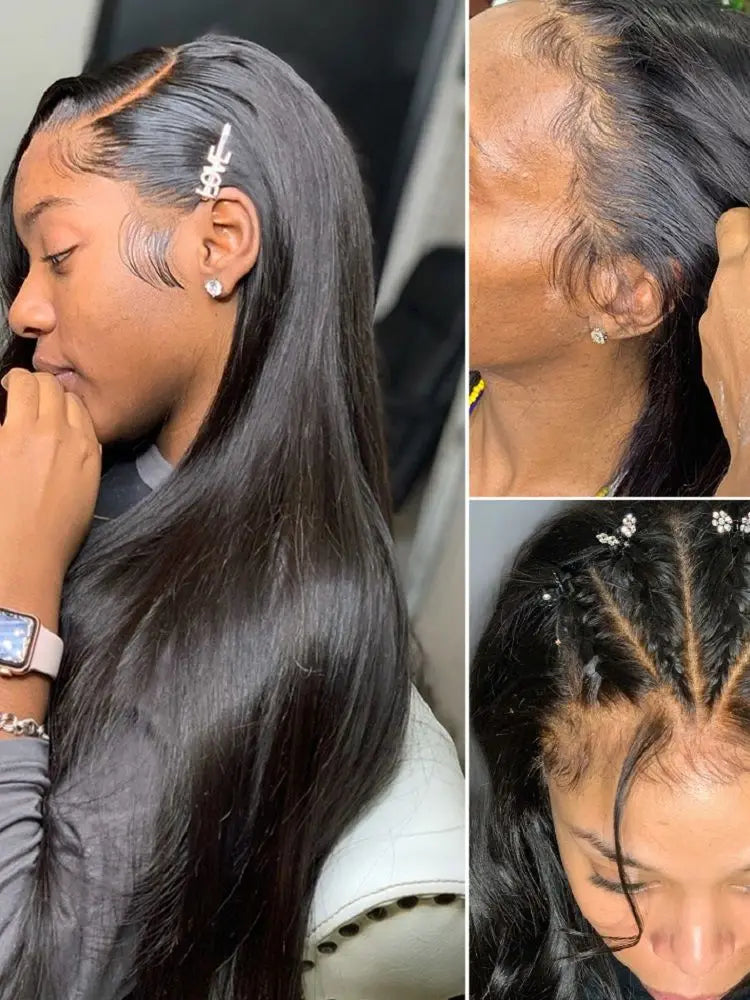 5x5 Silk Top Full Lace Human Hair Wig Silky Straight Peruvian Remy Hair Pre Plucked Silk Base Full Lace Wig With Baby Hair