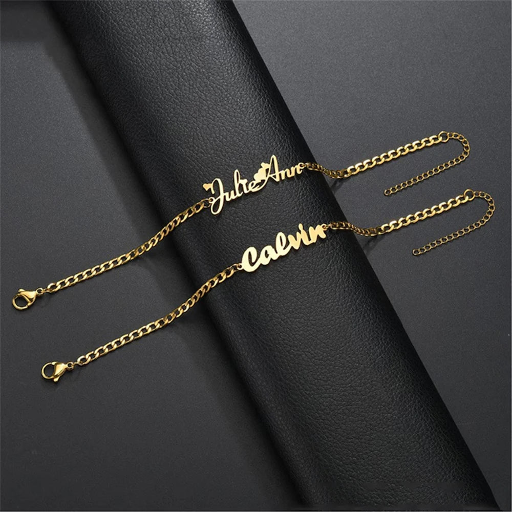 Personalized Name Anklet Stainless Steel Cuban Chain