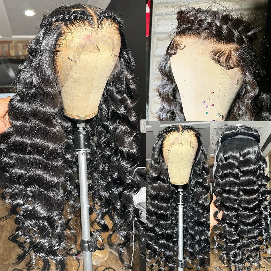Lace Frontal Wig Loose Deep Wave Curly Human Hair Wig Preplucked Water Wave Brazilian Lace Front Wigs