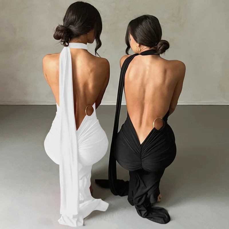 Dulzura Neon Y2K Clothes One Shoulder Sleeveless Backless Ruched Bodycon Maxi Dresses For Women Club Birthday Party Evening Prom