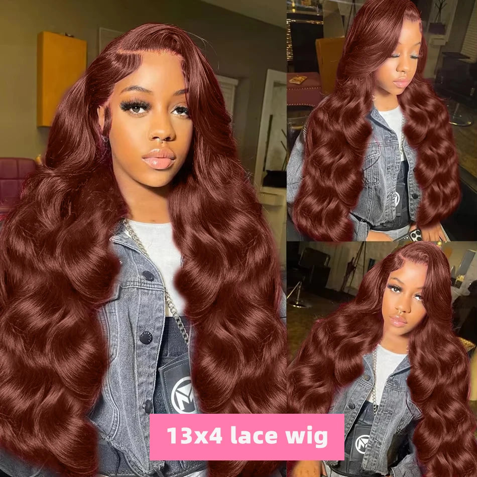 220 Density Reddish Brown 13x6 HD Lace Front Wigs Human Hair 13x4 Body Wave Colored Lace Frontal Wig 13x6 Chocolate Borwn Wig