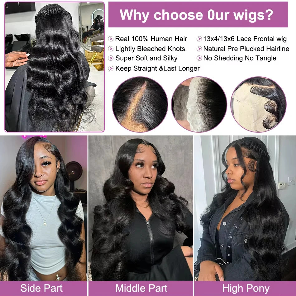 30 40 Inch HD 200% 13x6 Body Water Wave Lace Front Human Hair Wigs 13x4 Lace Frontal Wig 5x5 Glueless Closure Ready To Wear Wig