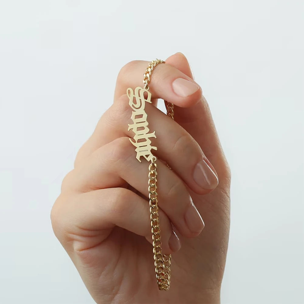 Personalized Name Anklet Stainless Steel Cuban Chain