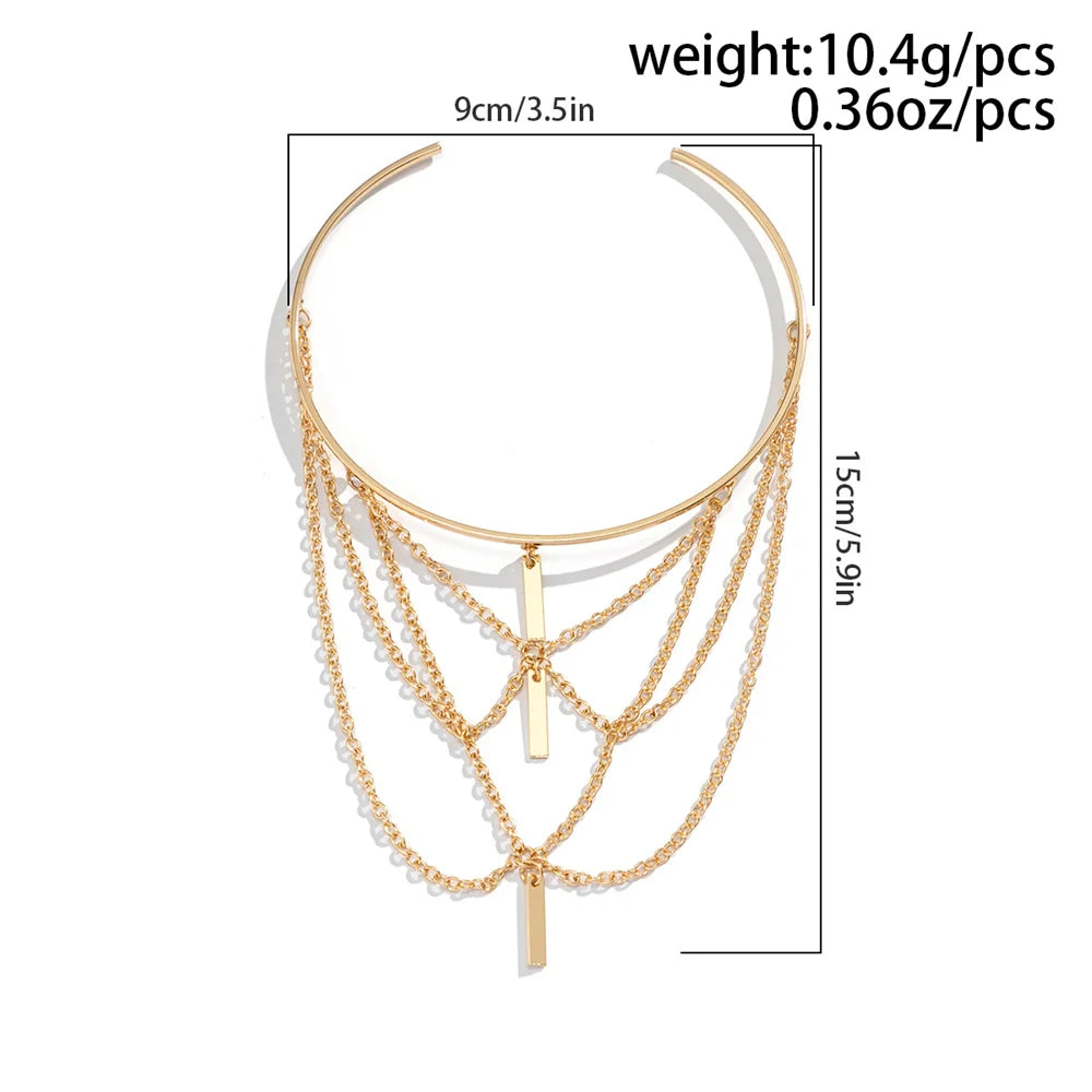 Gold Color Open Upper Arm Bracelet For Women New Fashion Rectangle Stick Charm Tassel Arm Bangle Party Jewelry Accessories