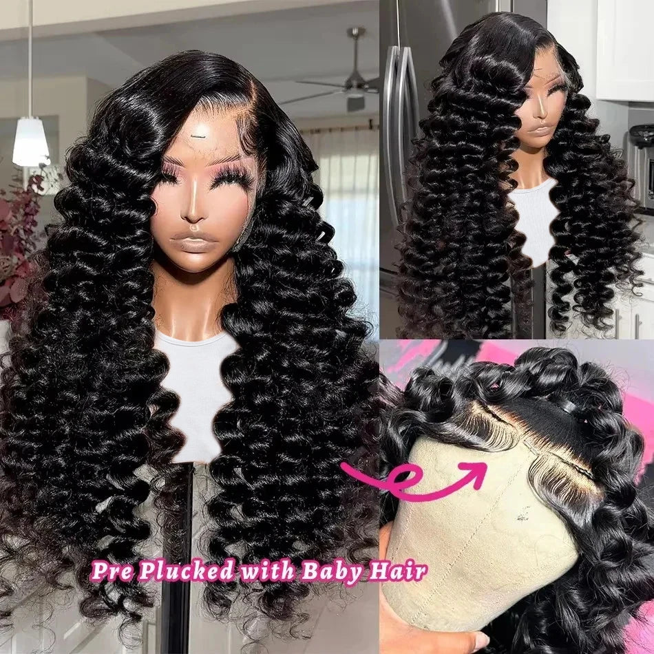 Lace Frontal Wig Loose Deep Wave Curly Human Hair Wig Preplucked Water Wave Brazilian Lace Front Wigs