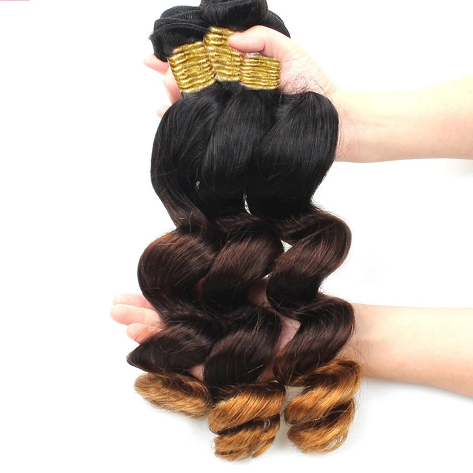 10A Loose Wave Bundles with Closure Wet and Wavy Brazilian Ocean wave 100% Human Hair 3 Bundles with 4x4 Lace Closure