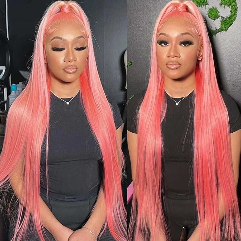 Pink Human Hair Lace Frontal Wig Brazilian 13x6 Straight Lace Front Wig Pre Plucked 613 Colored Hd Lace Frontal Wigs For Women