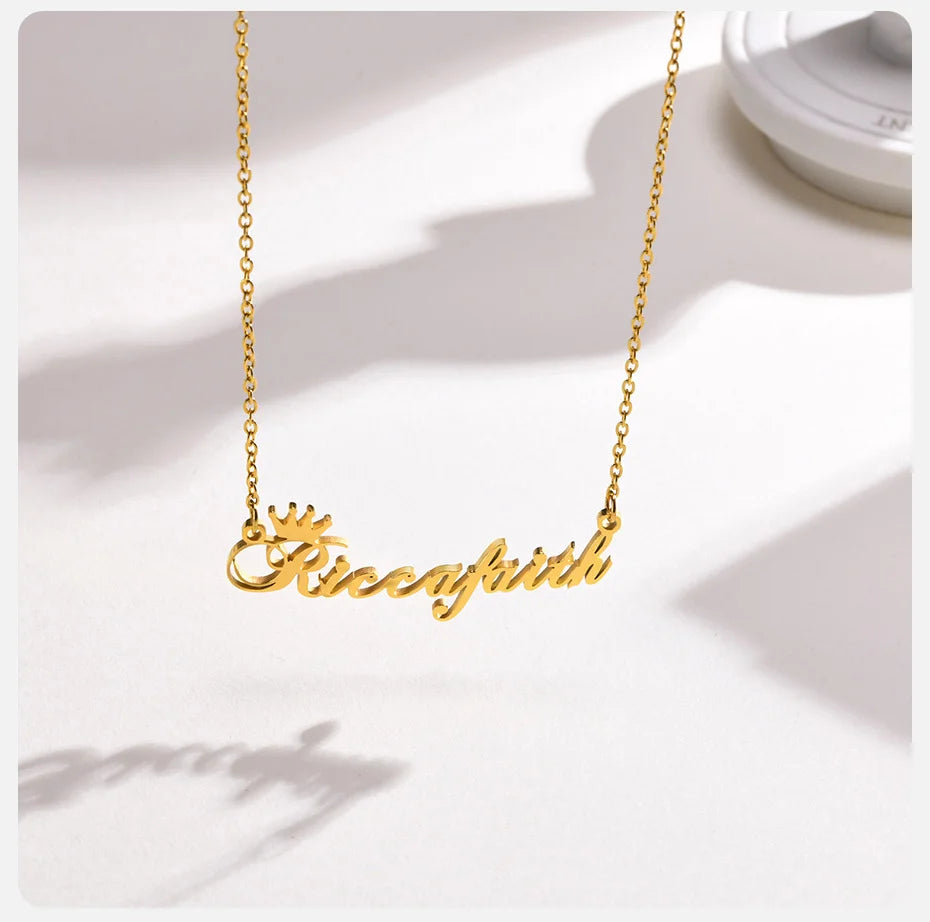 Vnox Custom Name Necklaces for Girls Boys, Stainless Steel Personalized Baby Nameplate Chokers Collar Gift Jewelry