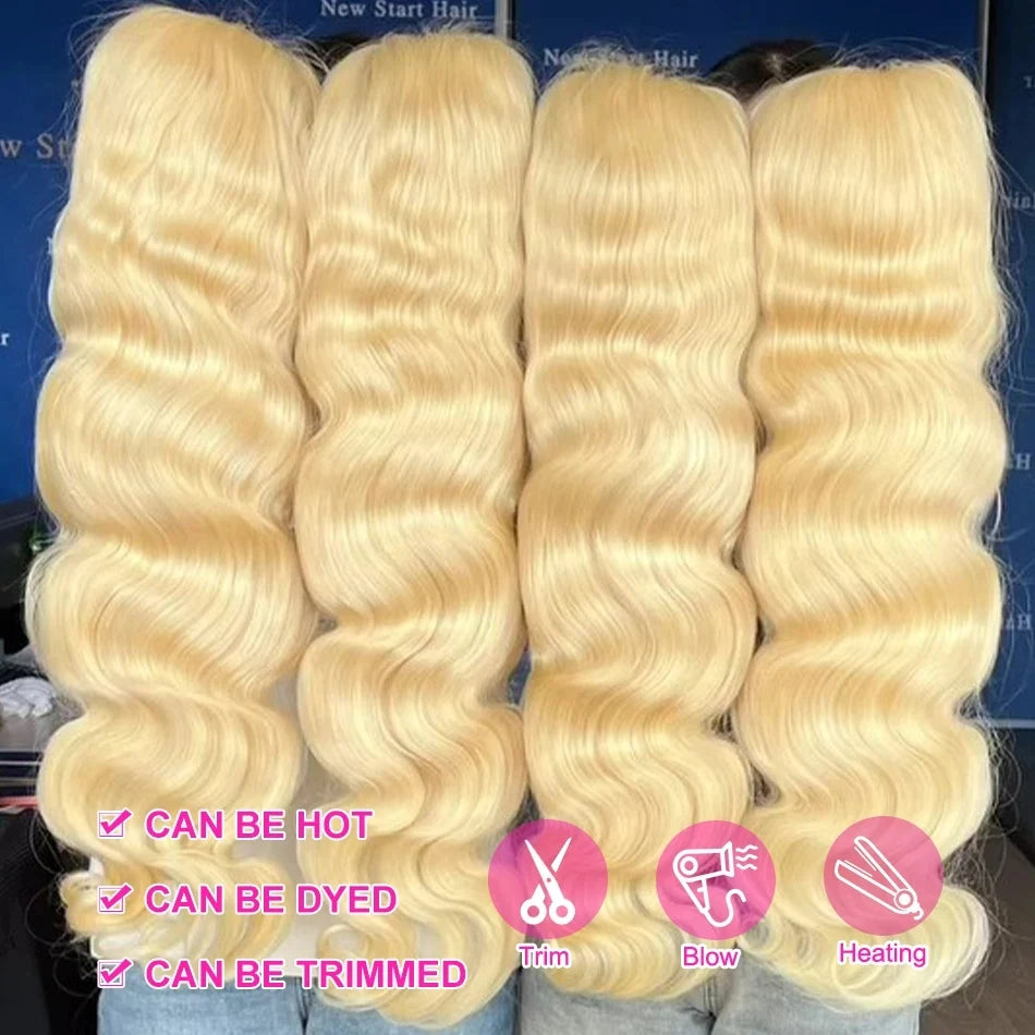 250% HD 30 40 42 Inch 613 Blonde 13x6 Lace Front Human Hair Wigs Body Wave 13x4 Lace Frontal Transparent Brazilian Remy Wig