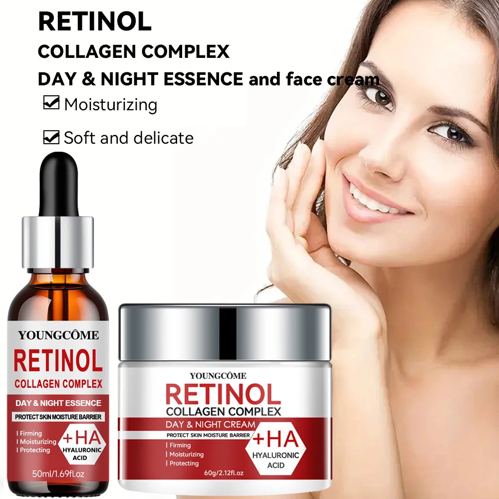 Retinol Cream & Serum Set – Anti-Aging Collagen Moisturizer with Vitamin E