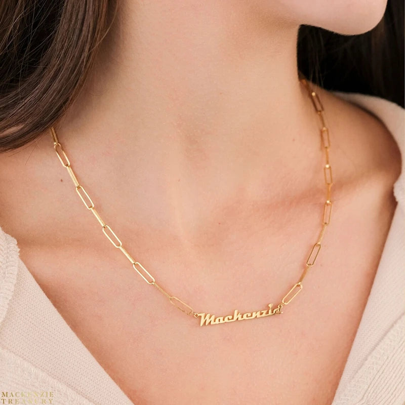Stainless Steel Cuban Chain Customized Name Necklaces For Women Men Fashion Jewelry  Personalized Nameplate Pendant Necklace