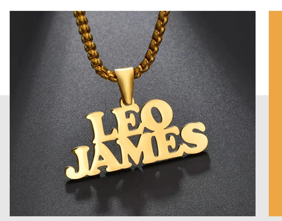 Lemegeton Custom Name Necklace Men Stainless Steel Jewelry Personalized Crown Pendant Customized Punk Thick Chain Party Gifts