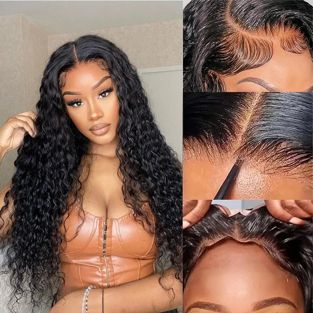 Curly Glueless Human Hair Wigs - Deep Wave Ready to Wear