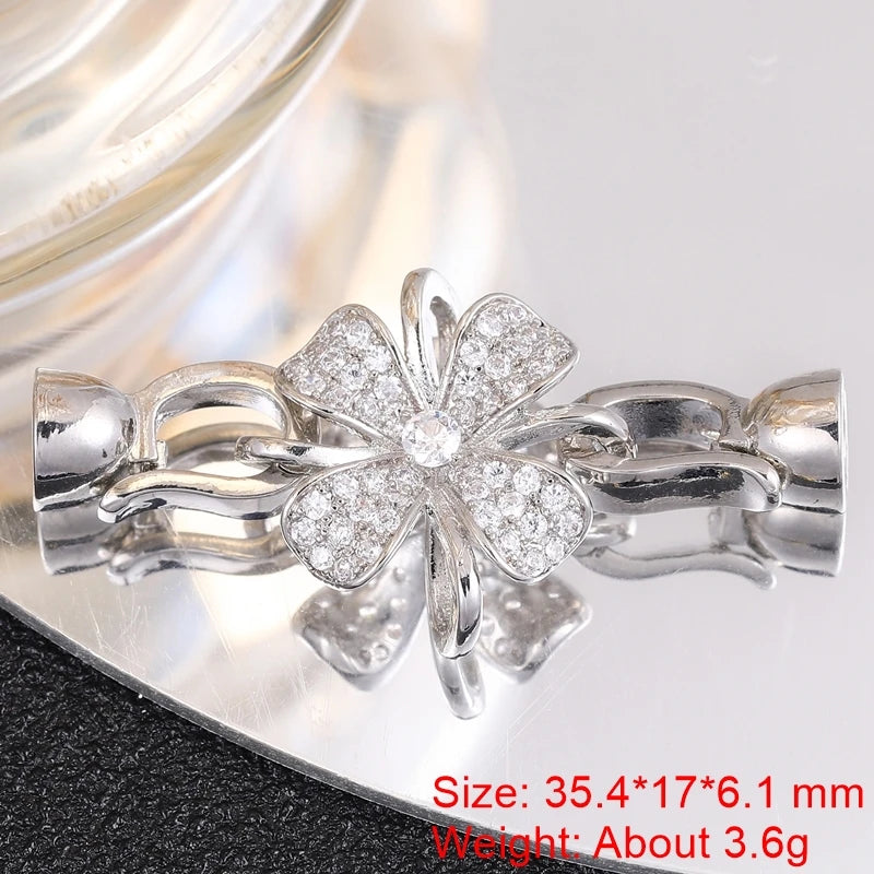 Juya 18K Gold Silver Plated Decoration Accessories Fastener Closure Pearls Clasps Lock For DIY Needlework Beads Jewelry Making