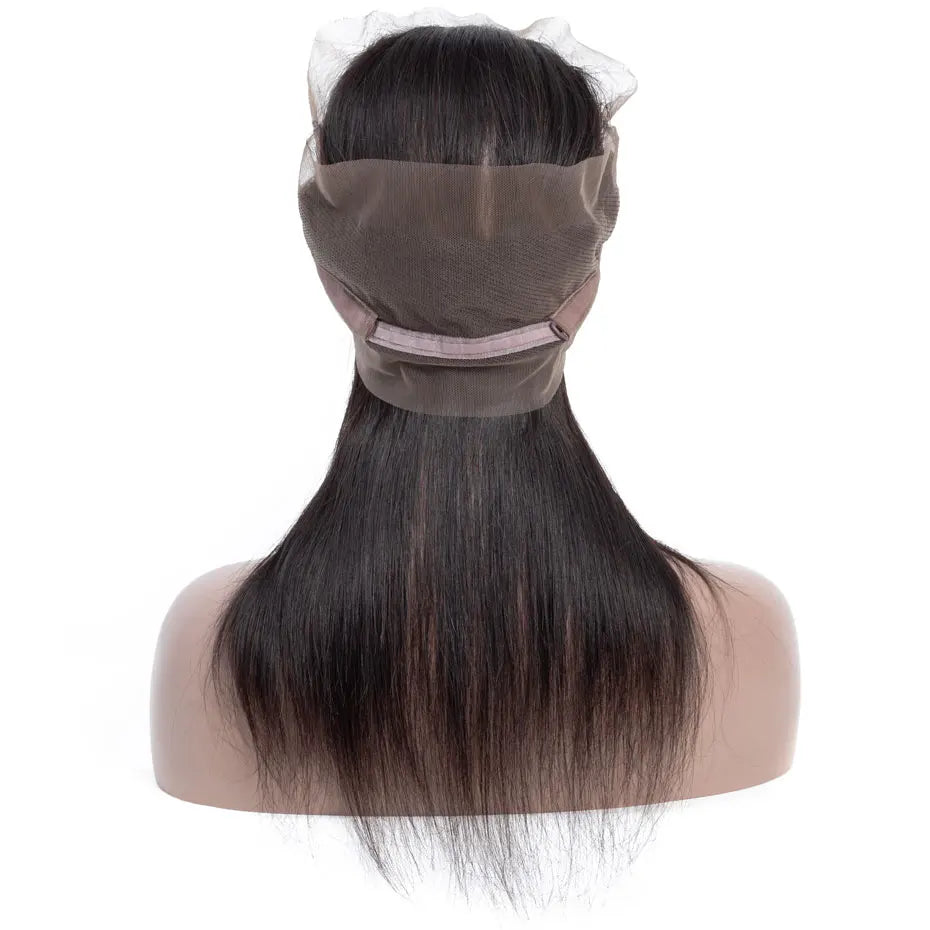 360 Lace Frontal Brazilian Straight Human Hair Pre-plucked Transparent Lace Closure Only Natural Color Remy Hair