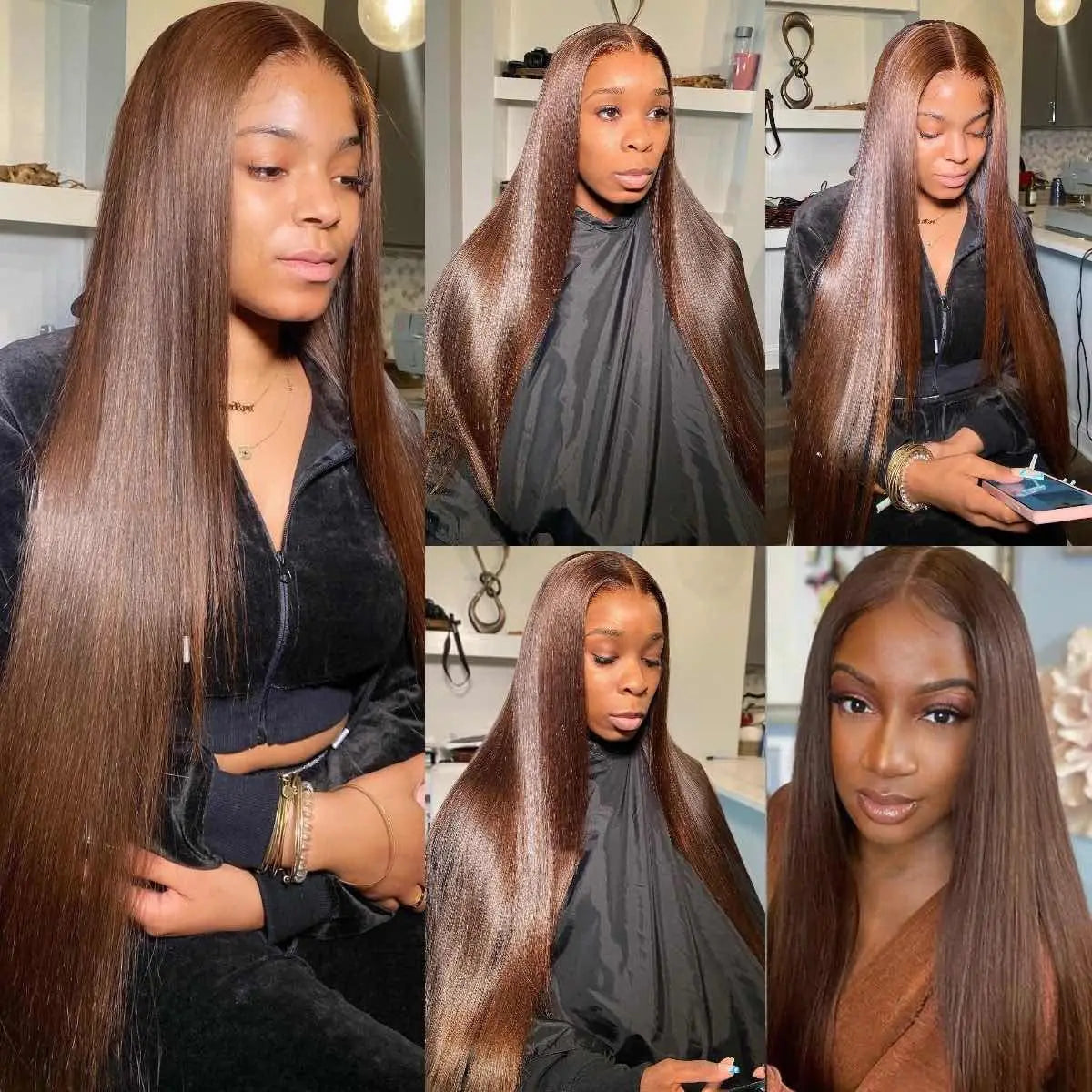 13x4 Straight Chocolate Brown Lace Front Human Hair Wigs 100% Woman Pre Plucked Honey Brown 13x6 HD Transparent Lace Frontal Wigh