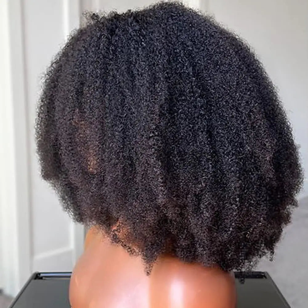 Afro Kinky Curly V Part Wig Human Hair 200% Afro Curly V Part Wig 10-24 Inch Full Machine Made  Remy Hair V Part Wig For Women