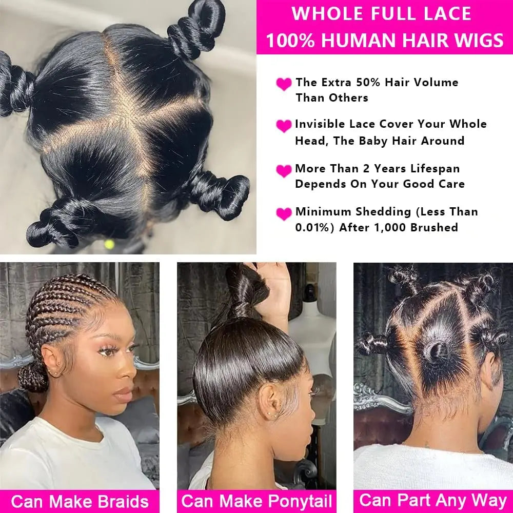 5x5 Silk Top Full Lace Human Hair Wig Silky Straight Peruvian Remy Hair Pre Plucked Silk Base Full Lace Wig With Baby Hair