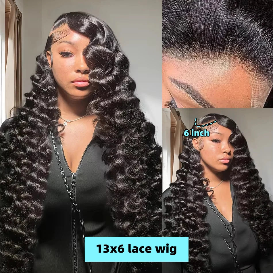 30-40 Inch HD Lace Front Deep Wave Human Hair Wig