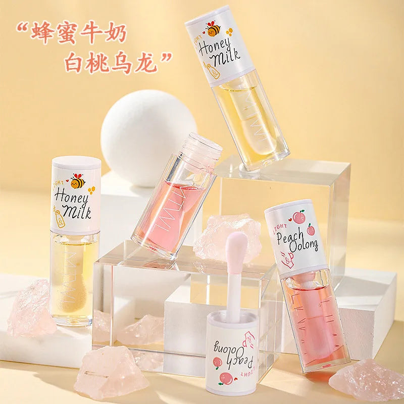Peach Milk Honey Lip Oil – Moisturizing Lip Gloss for Dry Lips