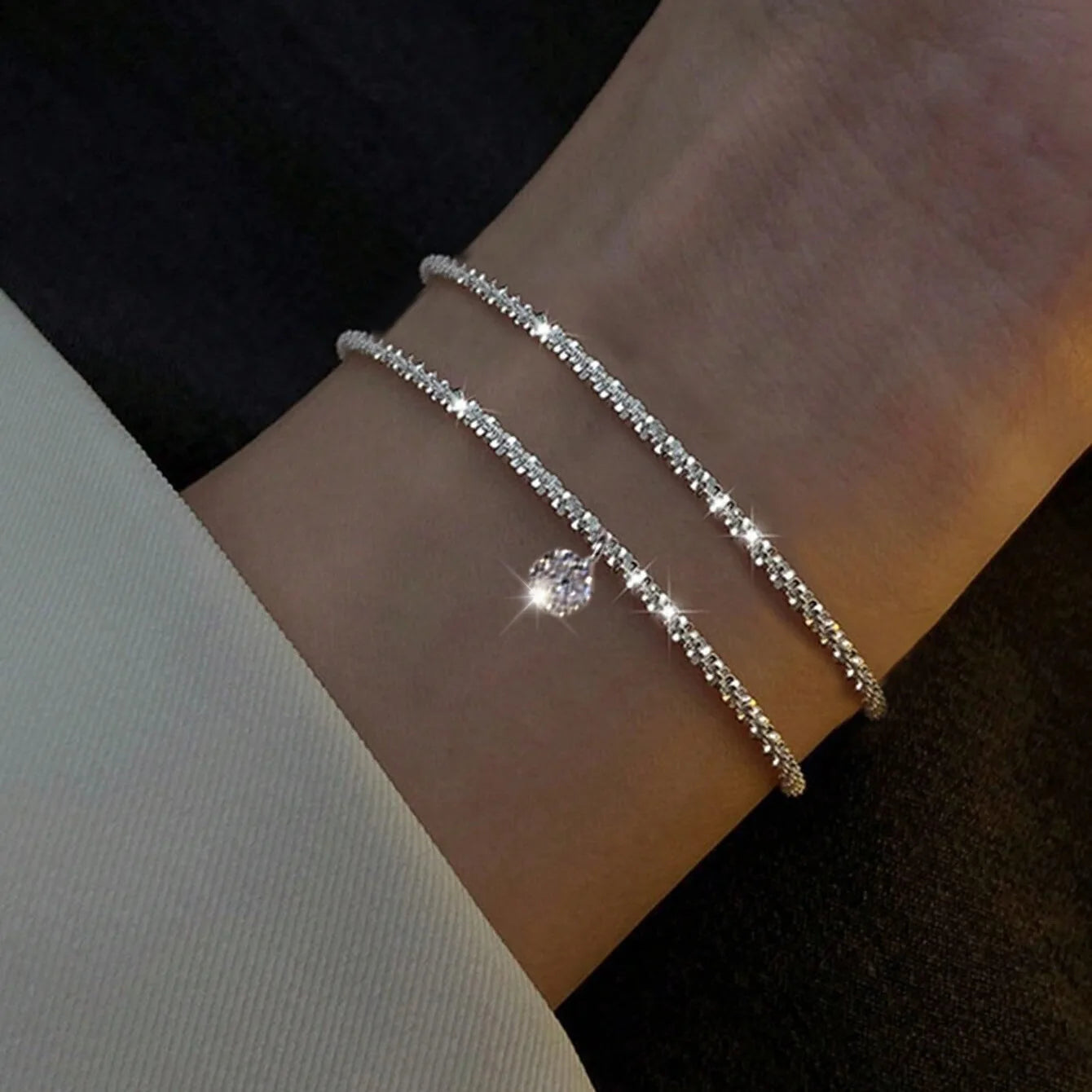 Y2K Zircon Ins Bracelets for Women Korean Fashion Sweet Girls Sparkling Hollow Heart Delicate Chain Bracelet Party Jewelry