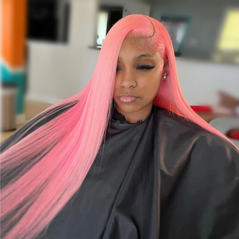 Pink Human Hair Lace Frontal Wig Brazilian 13x6 Straight Lace Front Wig Pre Plucked 613 Colored Hd Lace Frontal Wigs For Women